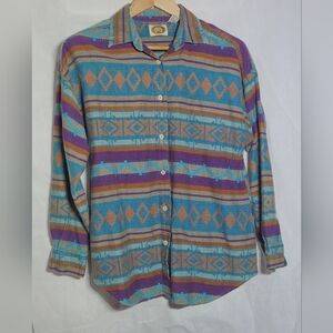 Vintage CM Company Sz M Aztec Southwest Woven Pattern Shirt